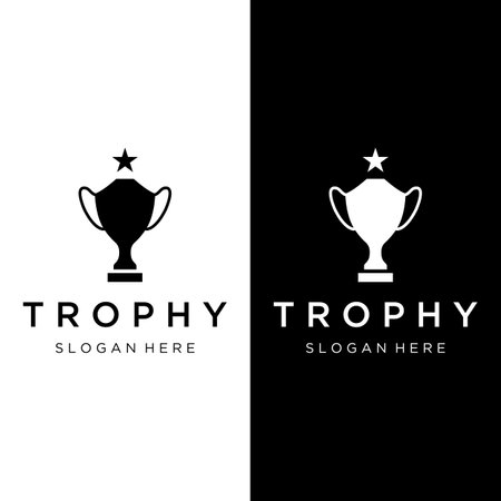 Creative and unique trophy logo. Trophy logo for sports tournament championship.のイラスト素材