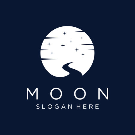 Crescent and star logo design with modern concept isolated on background.のイラスト素材