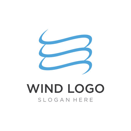 Creative wind or air wave element wave logo template.Logo for business, web, air conditioner.のイラスト素材
