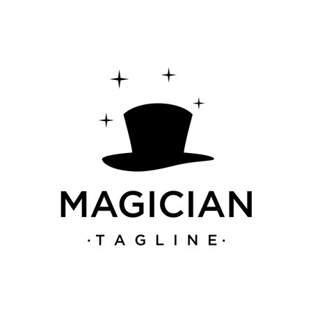 Simple magician hat with star sign logo design with creative idea.のイラスト素材