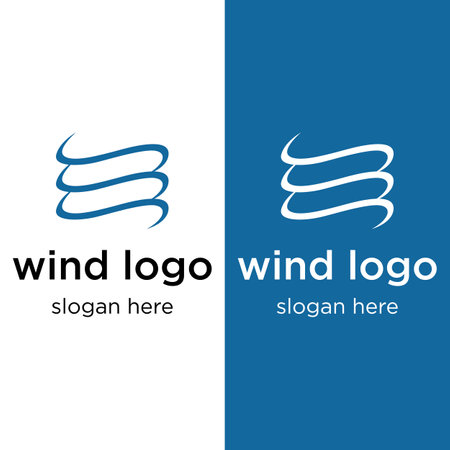 Creative wind or air wave element wave logo template.Logo for business, web, air conditioner.のイラスト素材