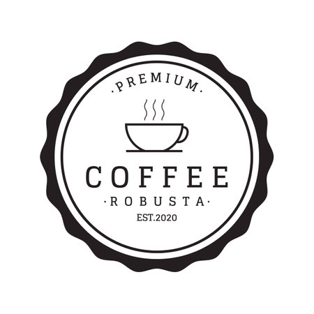 Hand drawn vintage style arabica coffee cup and coffee plant logo.Logo for business, cafe, restaurant, badge and coffee shop.のイラスト素材
