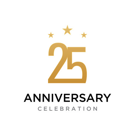 25th Anniversary Celebration logotype.Can be for greeting card, celebration, invitation.のイラスト素材