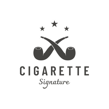 Pipe logo for vintage cigarette smoke.Premium cigar smoke logo.のイラスト素材