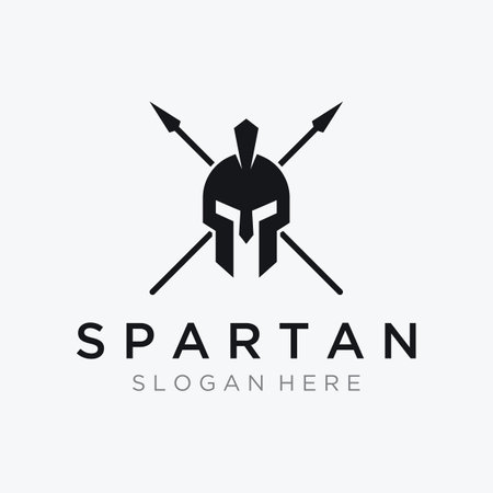 Simple greek spartan warrior helmet Logo design, with creative idea.のイラスト素材