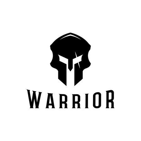 Simple greek spartan warrior helmet Logo design, with creative idea.のイラスト素材