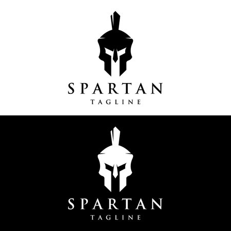 Simple greek spartan warrior helmet Logo design, with creative idea.のイラスト素材