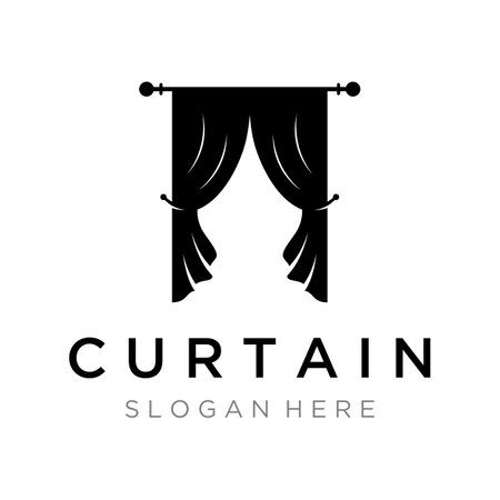 Creative luxury curtain or curtain logo for Theatre, home,hotel and apartment.のイラスト素材