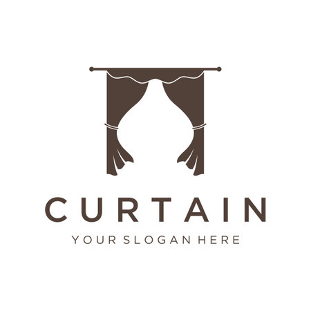 Creative luxury curtain or curtain logo for Theatre, home,hotel and apartment.のイラスト素材