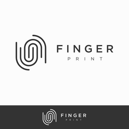 Modern human fingerprint logotype. Fingerprint for identity, business card, technology, digital.のイラスト素材