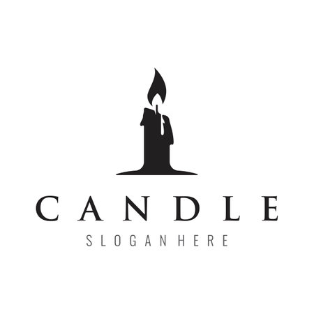 Simple burning luxury candlelight logo design with isolated background.Template for business, sign, company.のイラスト素材