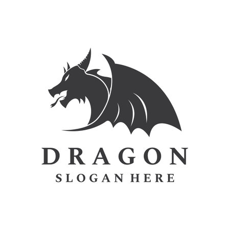 Logo fire dragon head and wings isolated background.のイラスト素材