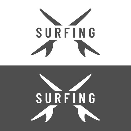 Vintage surfboard logo,surfing on summer beach.For business,badge,holiday, ,label,emblem.のイラスト素材