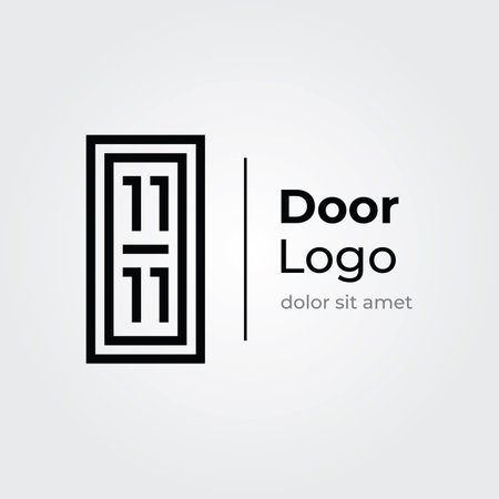 Simple open door abstract logo design, interior with geometric shapes or monogram.For building construction, business.property and company.のイラスト素材