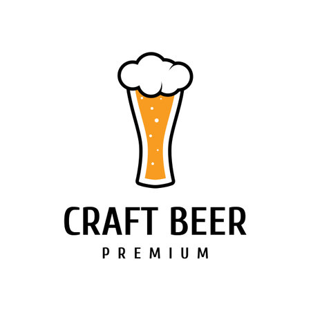 Premium quality vintage craft beer logo template. For badges, emblems, beer companies, bars, taverns.のイラスト素材