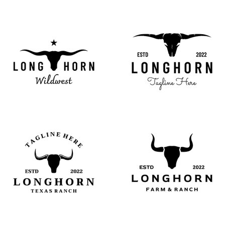 Vintage bull, cow and buffalo long horn logo. for badges, restaurant, business.のイラスト素材