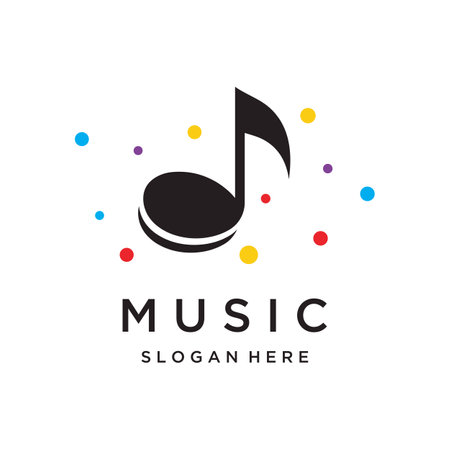Creative musical note logo abstract design for vocal , music , course, choir, singer , education , concert.のイラスト素材