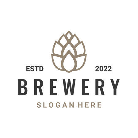 Premium quality vintage craft beer logo template. For badges, emblems, beer companies, bars, taverns.のイラスト素材