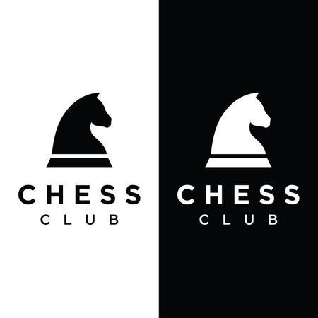 Chess strategy game logo with horse, king, pawn and rook. Logos for tournaments, chess teams and games.のイラスト素材