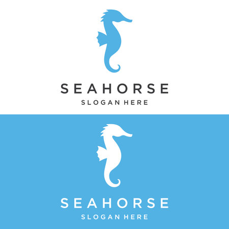Seahorse or Hippocampus animal creative logo design.Sea animal type.のイラスト素材