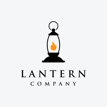 Lantern lamp logo, street lamp,vintage fire lantern.Logo for business, restaurant.のイラスト素材