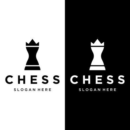 Chess strategy game logo with horse, king, pawn and rook. Logos for tournaments, chess teams and games.のイラスト素材