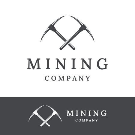 Pickaxe vintage design in retro style,concept for business,label,industrial or mining tool.のイラスト素材