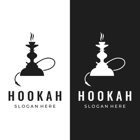 Isolated vintage hookah, shisha or waterpipe logo for club, bar, cafe and shop.のイラスト素材