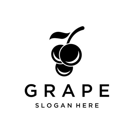 Natural organic grapes logo design for business,wine shop, organic.のイラスト素材