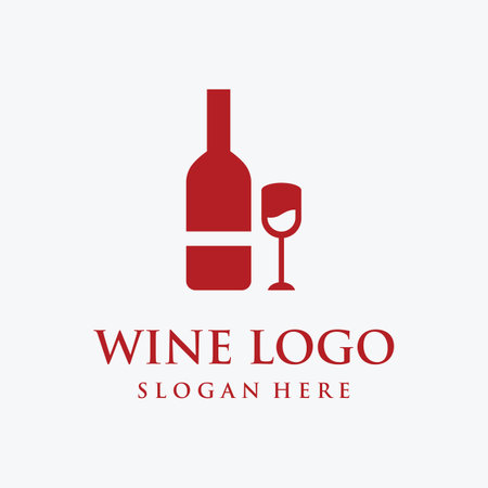 Wine logo design with wine glasses and bottles.Logos for nightclubs, bars and wine shops.のイラスト素材