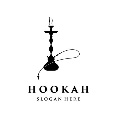 Isolated vintage hookah, shisha or waterpipe logo for club, bar, cafe and shop.のイラスト素材