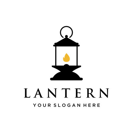 Lantern lamp logo, street lamp,vintage fire lantern.Logo for business, restaurant.のイラスト素材