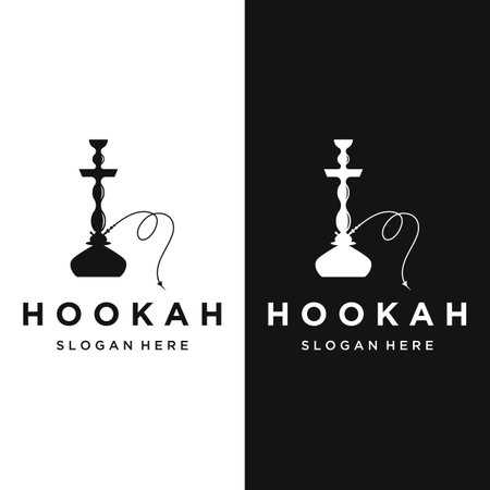Isolated vintage hookah, shisha or waterpipe logo for club, bar, cafe and shop.のイラスト素材