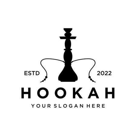 Isolated vintage hookah, shisha or waterpipe logo for club, bar, cafe and shop.のイラスト素材
