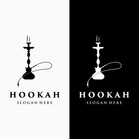 Isolated vintage hookah, shisha or waterpipe logo for club, bar, cafe and shop.