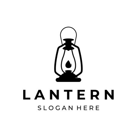 Lantern lamp logo, street lamp,vintage fire lantern.Logo for business, restaurant.のイラスト素材