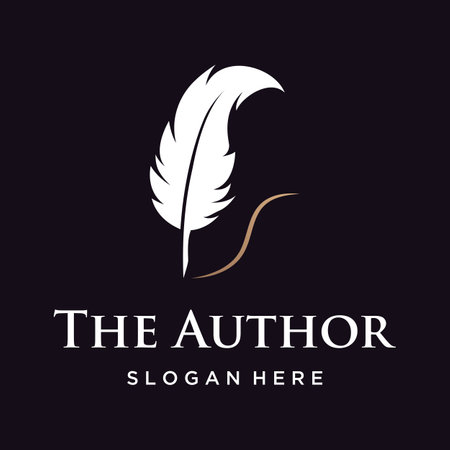 Vintage quill pen logo creative design and with ink.Classic and luxury stationery illustration.のイラスト素材
