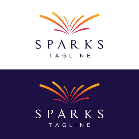 Creative colorful spark logo design in modern style. Logotype for business, brand, celebration, fireworks, stars.のイラスト素材