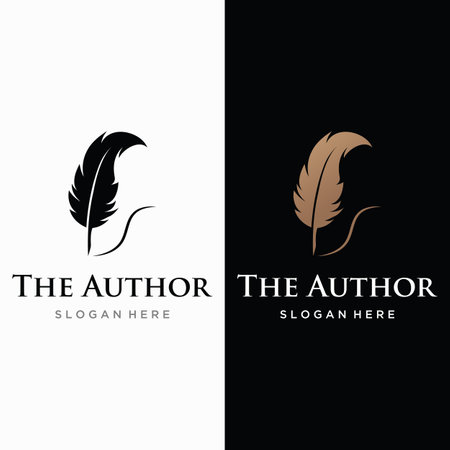 Vintage quill pen logo creative design and with ink.Classic and luxury stationery illustration.のイラスト素材