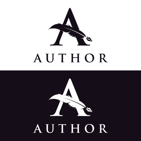 Vintage quill pen logo creative design and with ink.Classic and luxury stationery illustration.のイラスト素材