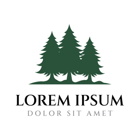 Creative abstract logo of pine trees and pine forest isolated background.Logos for badges,business,christmas,brands and natural products.のイラスト素材