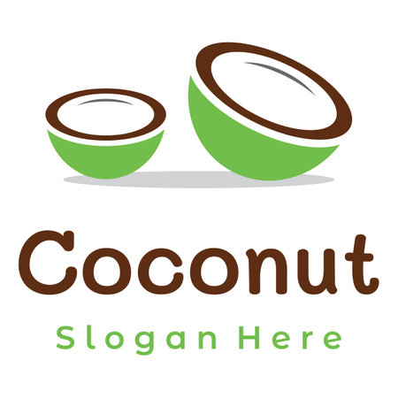 Natural fresh young coconut creative logo. Logo for coconut beverage products.Companies and Business.のイラスト素材