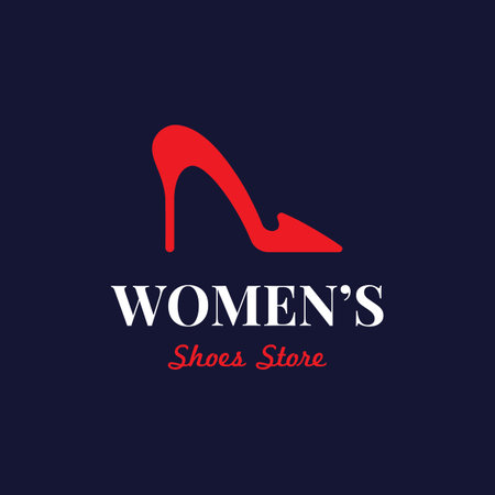 Hand drawn elegant and luxury high heel women's shoes logo. Template for business, women's shoe shop, fashion, beauty.のイラスト素材