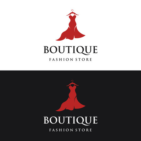 Women's clothing logo with hanger, luxury clothes.Logo for business,boutique,fashion shop,model,shopping and beauty.のイラスト素材