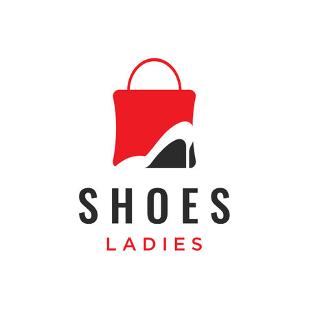 Hand drawn elegant and luxury high heel women's shoes logo. Template for business, women's shoe shop, fashion, beauty.のイラスト素材
