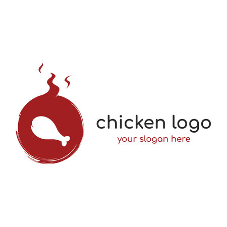 Hot chicken and chicken leg logo design, logo for restaurant, fried chicken,fast food and business.のイラスト素材