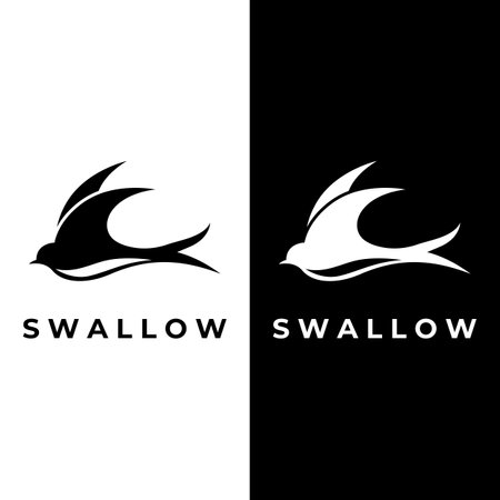 Simple logo design silhouette of a martin martlet swallow flying hovering.のイラスト素材