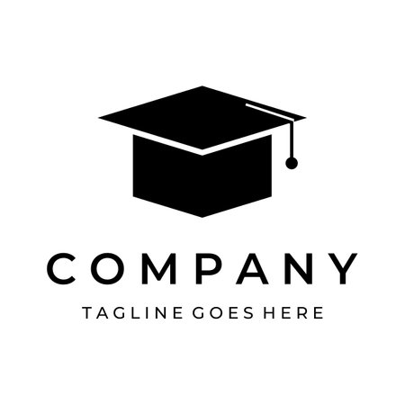 Creative design of student education logo with a sign of a hat, book, pencil or pen. Inspired by graduating students. Logo for universities, education academies and schools.のイラスト素材