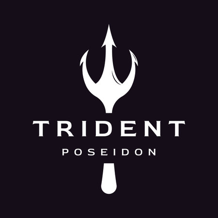 Simple vintage poseion trident spear Logo design.