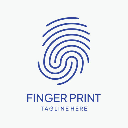 Modern human fingerprint logotype. Fingerprint for identity, business card, technology, digital.のイラスト素材